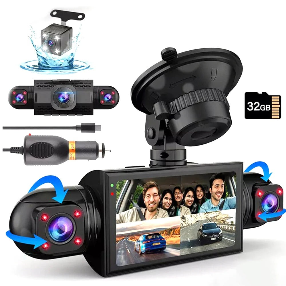 4 Channel 360° Dash Cam Front and Rear Inside