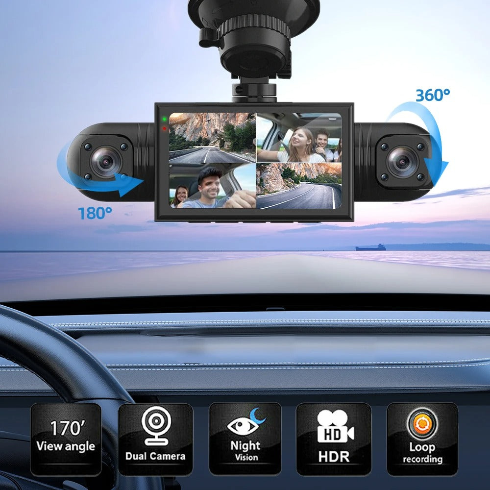 4 Channel 360° Dash Cam Front and Rear Inside